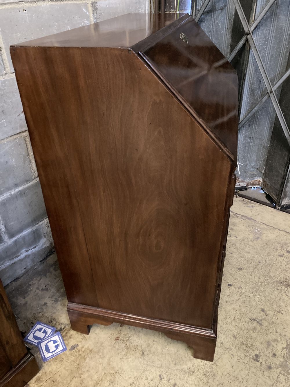 A George III mahogany bureau, width 99cm, depth 56cm, height 108cm